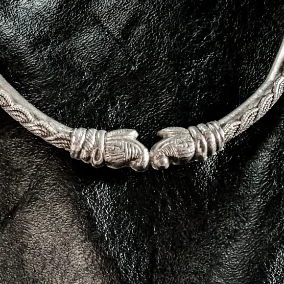 Vintage Unisex Sterling Silver Tribal Cuff Bracelet - Picture 2 of 5